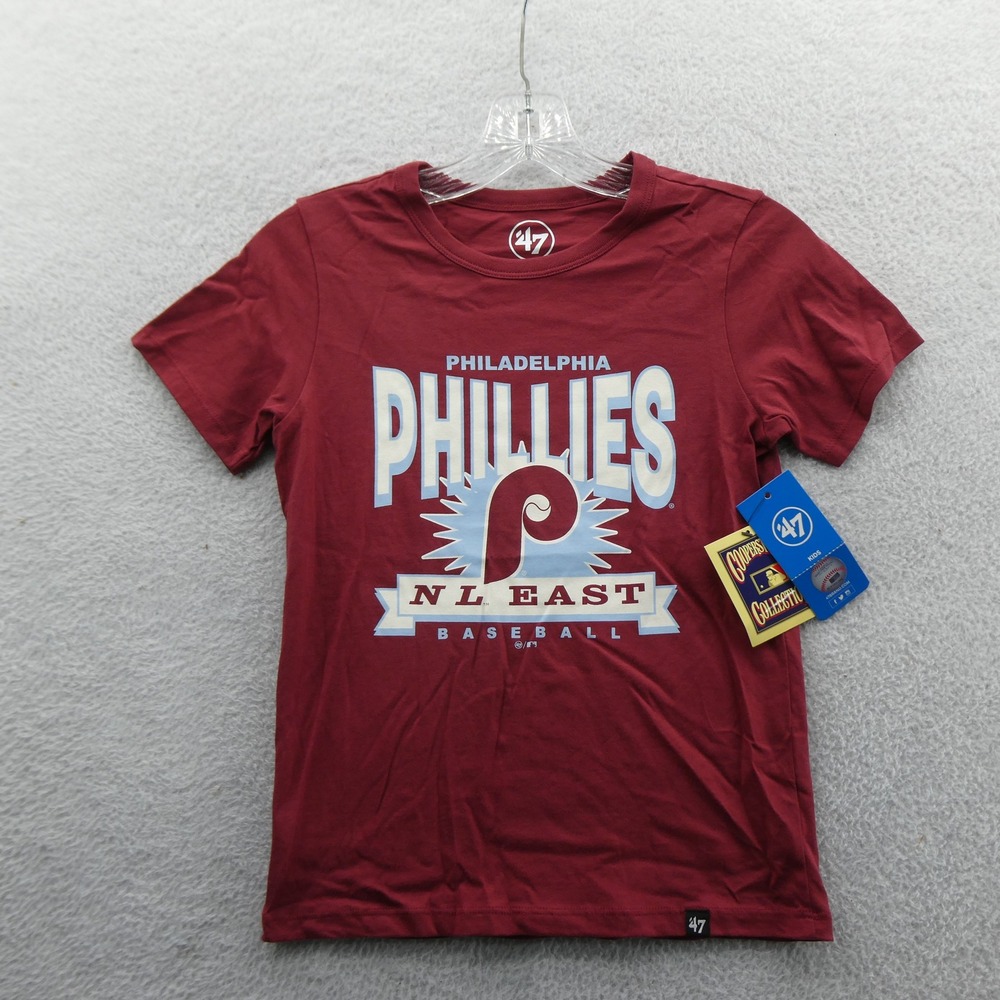 47 Brand Shirt Kids Medium Philadelphia Phillies Maroon NL East Baseball Cotton